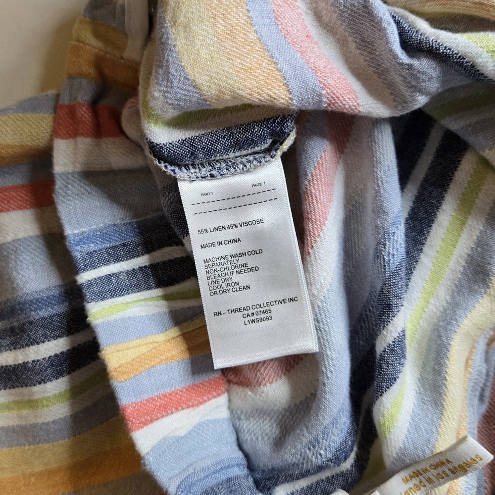 Laundry by Shelli Segal Pants Womens S Linen Wide Leg Striped Boho Chic Relaxed - Picture 12 of 15